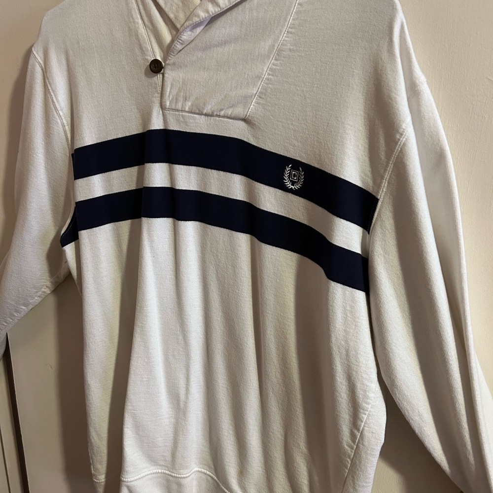 White and Navy Striped Pullover